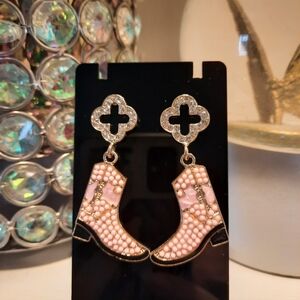 Pink Boot Dangle Earrings